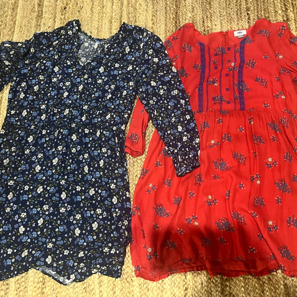 Floral Dresses Set - Blue and Red